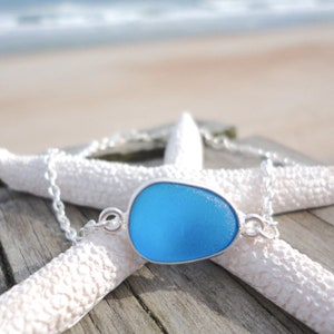 Sea Glass Bracelet, Adjustable Sterling Silver Beach Glass Bracelet, Sea Glass Jewelry for Women, Sea Glass Gifts, Blue Sea Glass Bracelet image 9