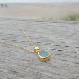 Petite Gold Sea Glass Pendant Necklace Gold Plated Beach Glass Jewelry Ocean Jewelry Beach Jewelry Gold Coastal Charm Necklace Minimalist image 11