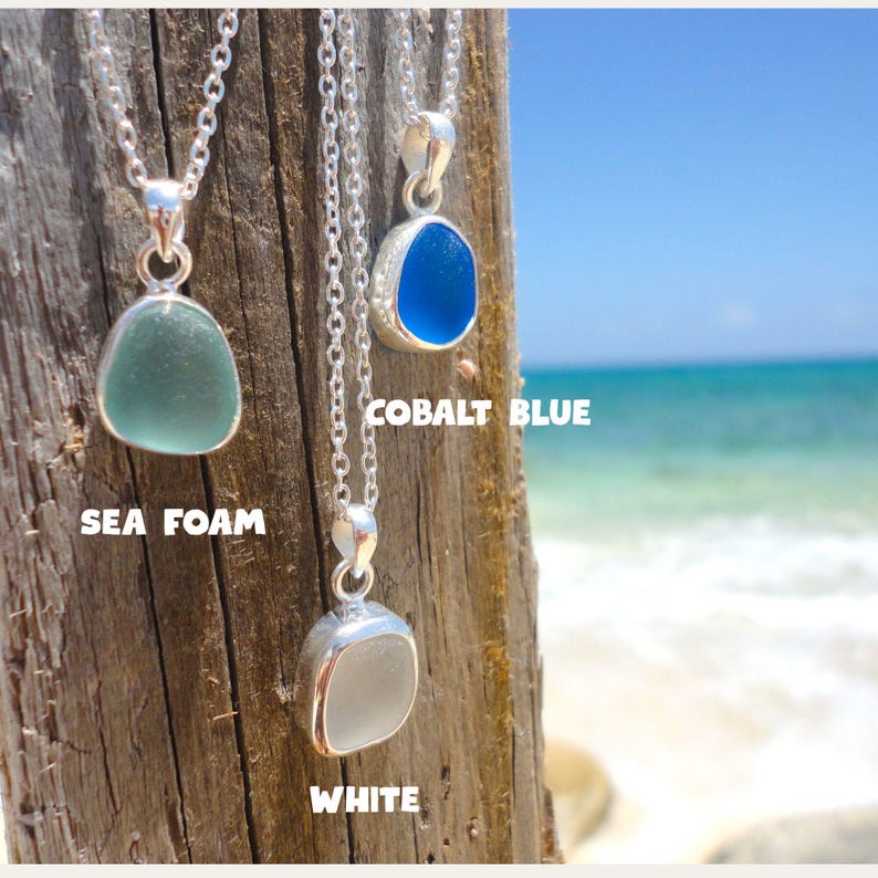 Sea Glass Pendant Necklace Sterling Silver Sea Glass Jewelry Mermaid Tear Ocean Necklace Mermaid Jewelry Birthday Gift Vacation Jewelry Gift Cobalt Blue