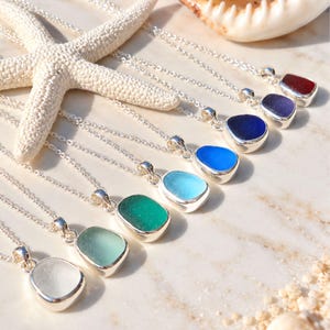 Sea Glass Pendant Necklace Sterling Silver Sea Glass Jewelry Mermaid Tear Ocean Necklace Mermaid Jewelry Birthday Gift Vacation Jewelry Gift