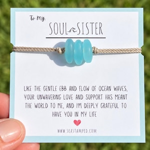 Soul Sister Bracelet Sea Glass Bracelet Simple Beach Glass Bracelet Unbiological Sister Gift Soul Sister Gift for Best Friend Galentine Gift