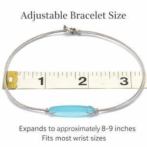 Bracelet en verre de mer fait main, bracelet de plage, bracelet de surfeur, bracelet ajustable et étanche, pièce de verre de mer bleu, bracelet cadeau pour meilleure amie image 5