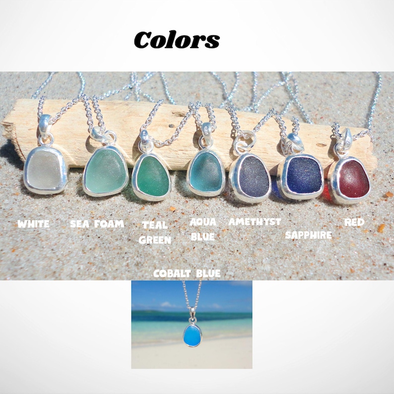 Sea Glass Pendant Necklace Sterling Silver Sea Glass Jewelry Mermaid Tear Ocean Necklace Mermaid Jewelry Birthday Gift Vacation Jewelry Gift image 3