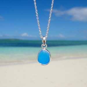Petite Cobalt Blue Sea Glass Pendant Necklace Sterling Silver Pendant Beach Glass Jewelry Ocean Jewelry Birthday Gift Beach Wedding Jewelry