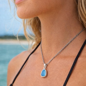 Sea Glass Pendant Necklace Sterling Silver Sea Glass Jewelry Mermaid Tear Ocean Necklace Mermaid Jewelry Birthday Gift Vacation Jewelry Gift image 18