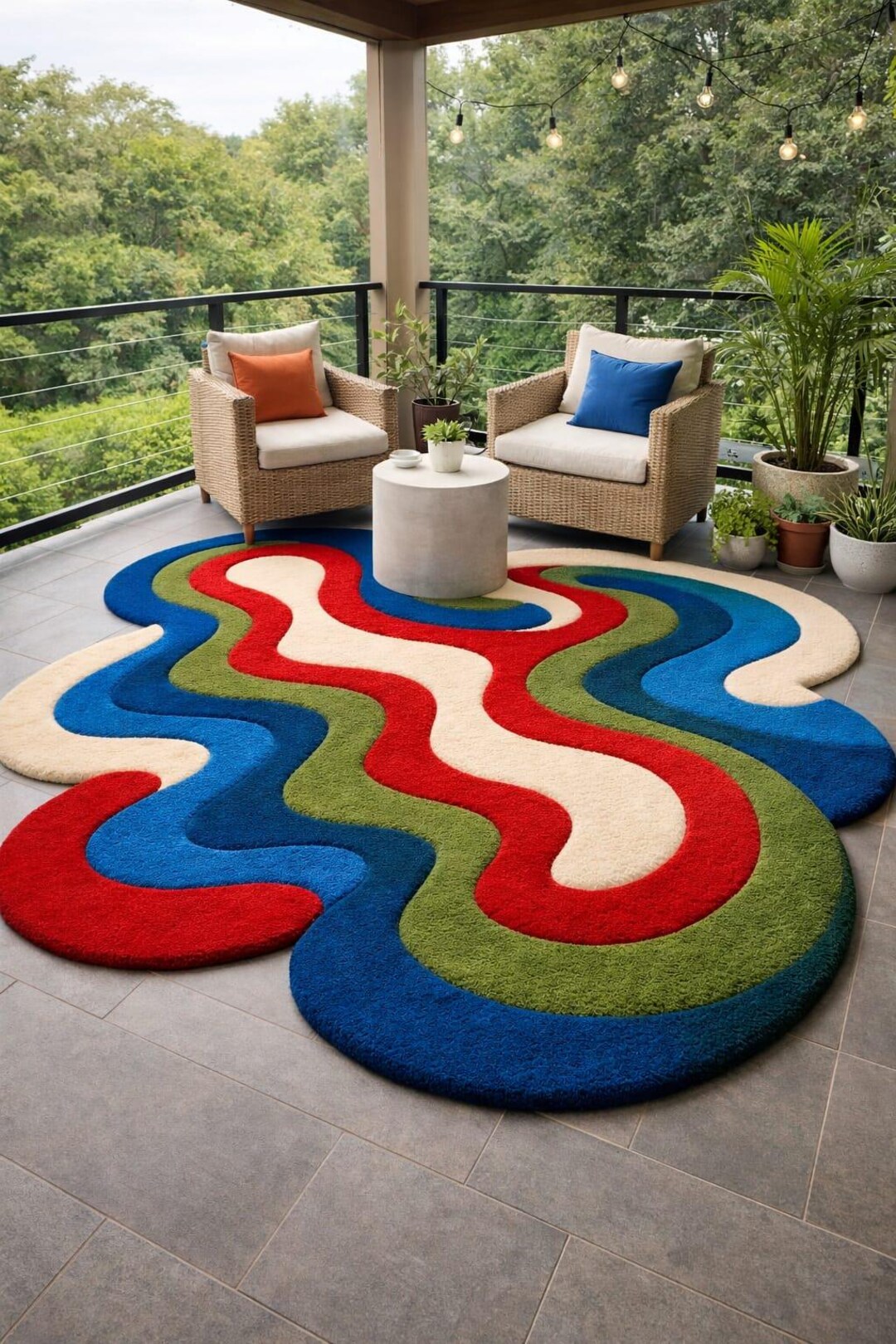 Rainbow Wave Abstract Hand Tufted Rug - Etsy