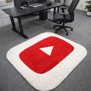 Handtuftad matta med YouTube-logotyp, anpassad modern Play Button-matta, dekor med Creator Studio