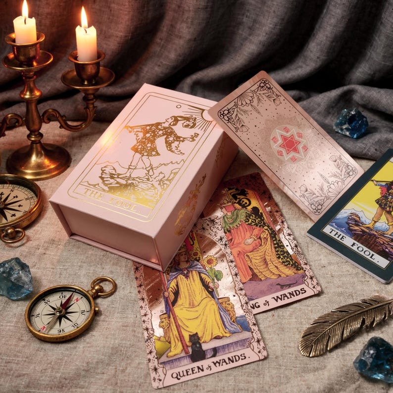Gold Foil Tarot Deck, Rider Waite Style 78 Card Divination Set With ...