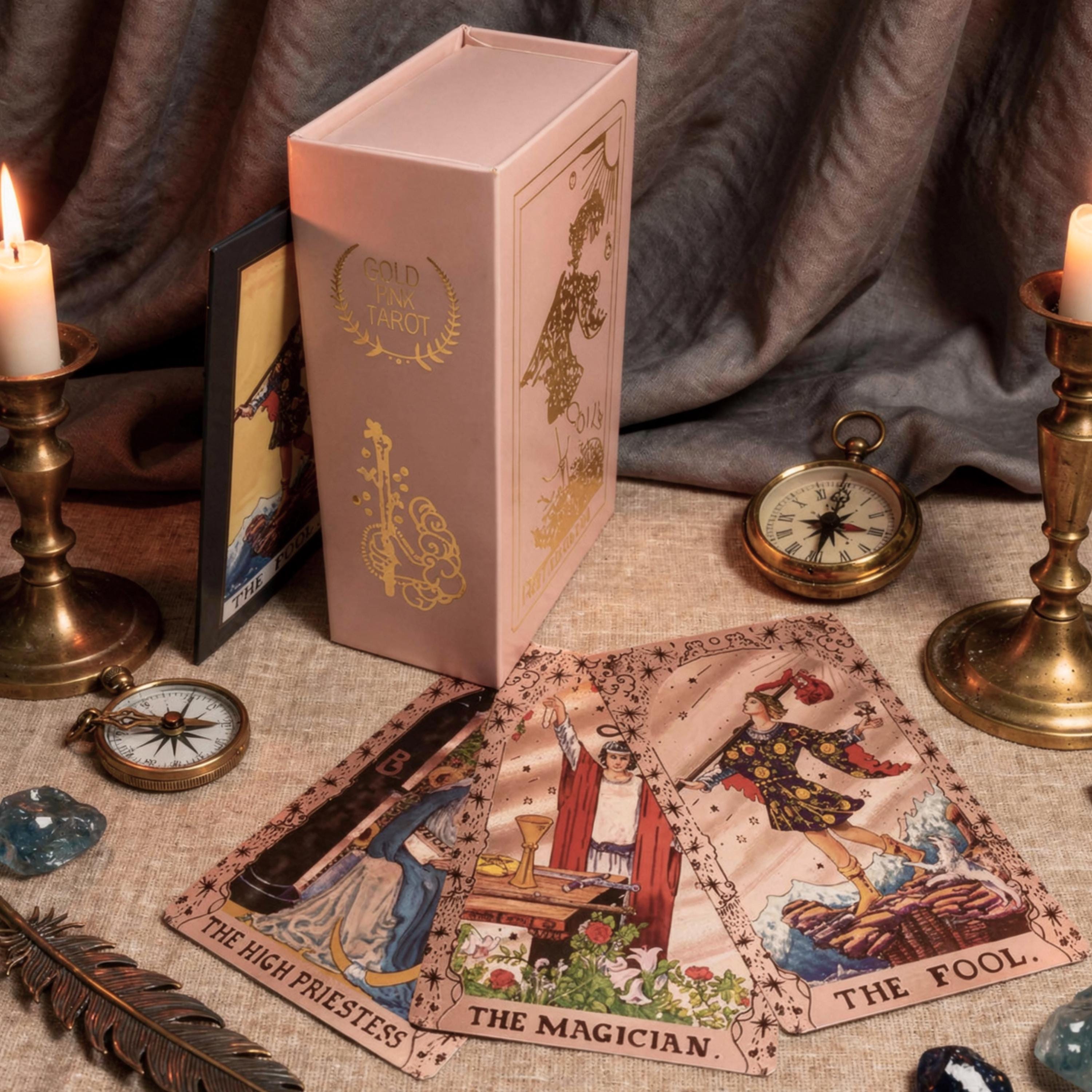 Gold Foil Tarot Deck, Rider Waite Style 78 Card Divination Set With ...