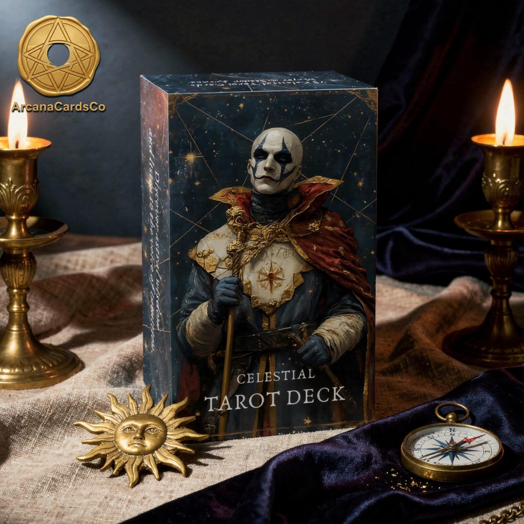 Celestial Tarot Deck With Guidebook, 78 Card Cosmic Blue Gold Set 13x8 ...