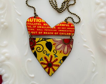 Tin Jewelry Necklace "Kaleidoscope Heart #2" Tin for the Ten Year Tenth Wedding Anniversary