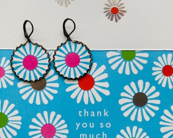 Paper Earrings “Daisy Day” (#1)  Paper For the First Wedding Anniversary