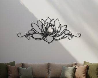 Lotus Metal Wall Art, Yoga Decor, Mandala Flower Sign, Zen Room Wall Accent, Boho Spiritual Decor, Meditation Wall Sculpture, Floral Art