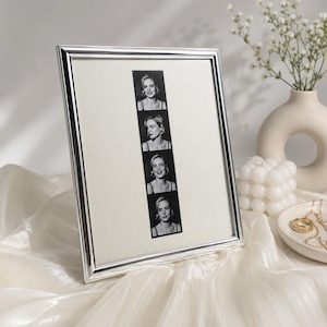 Minimalist Photo Booth Strip Frame-Silver Metal Picture Frame-Personalized Desktop Memory Frame