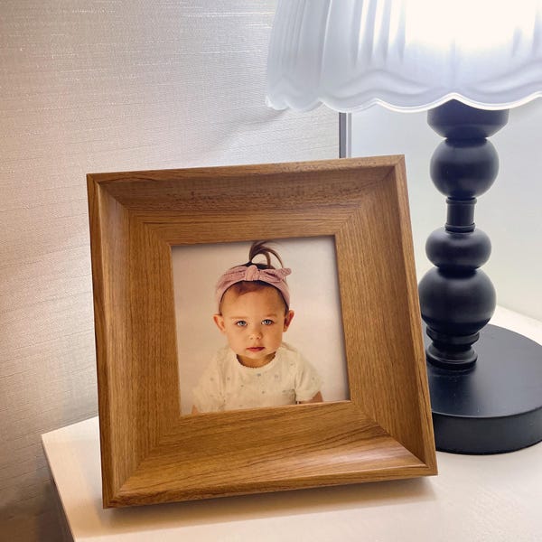 Square Wooden Photo Frame:Two Level Trim, Rustic Home Decor