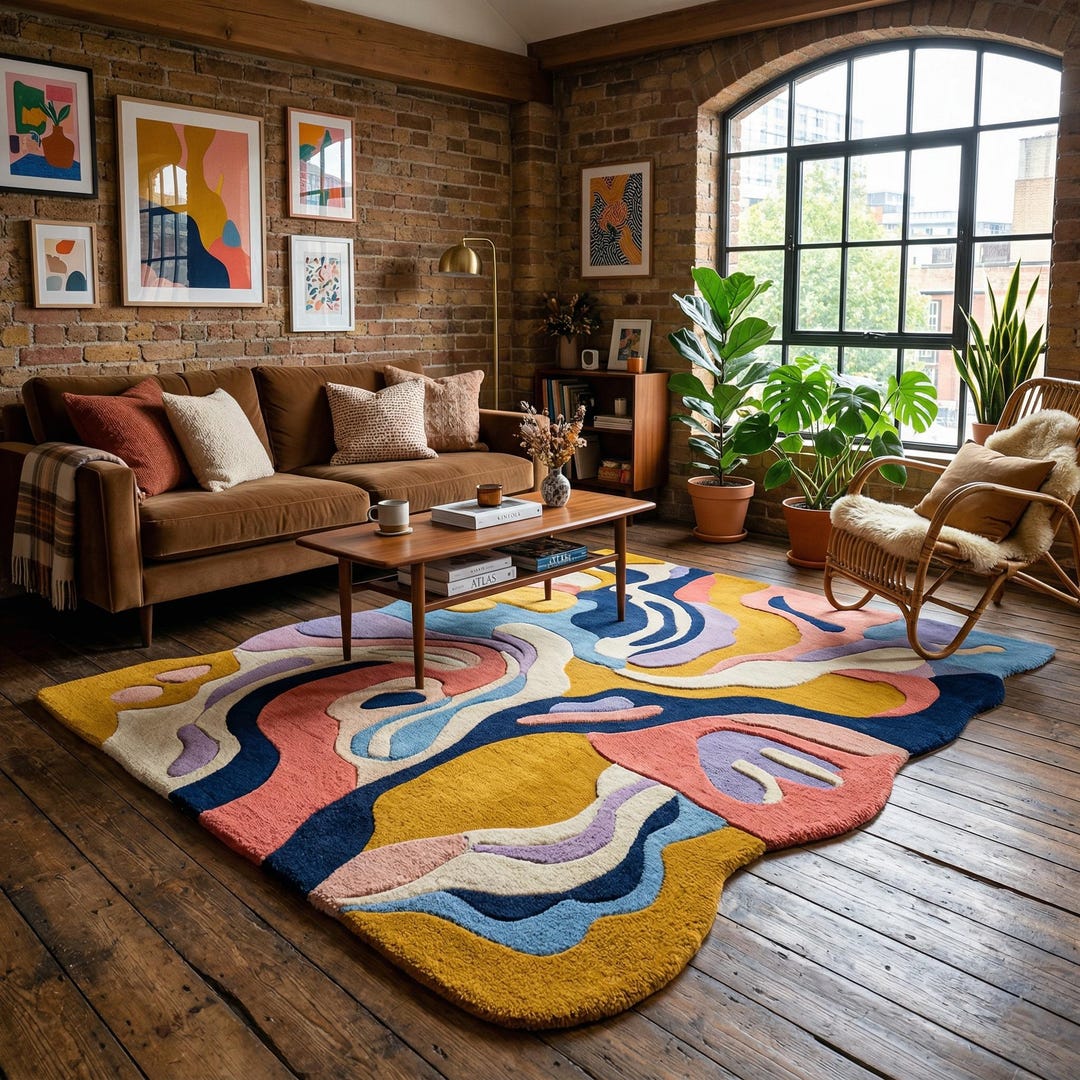 Modern 3D Colorful Wave Pattern Hand Tufted Wool 8x10 Area Rug for ...