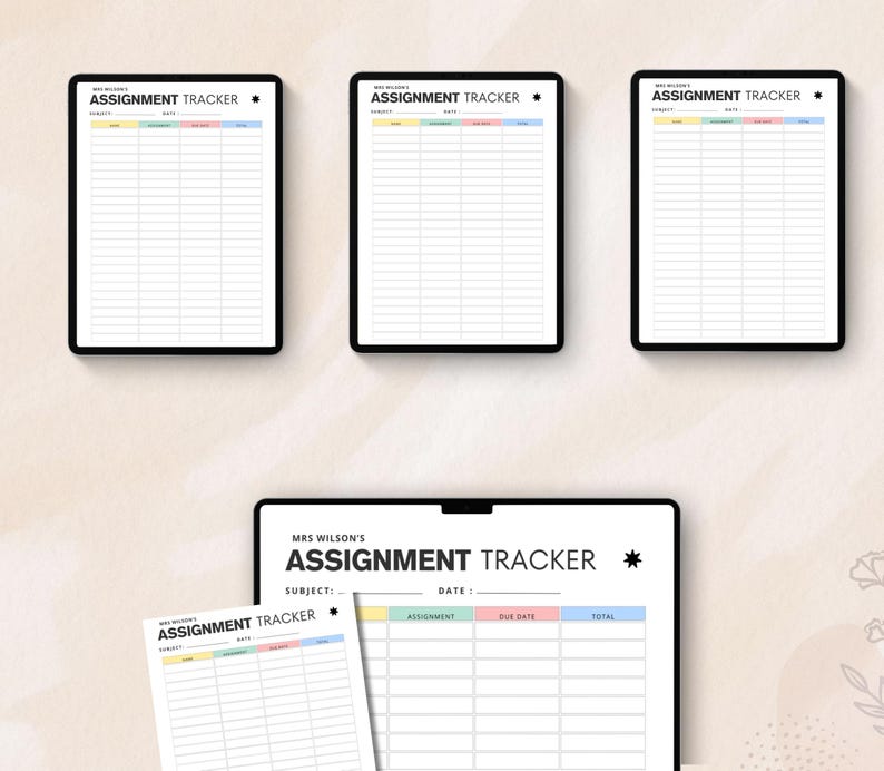 Student Assignment Tracker Printable | Homework Planner (digital ...