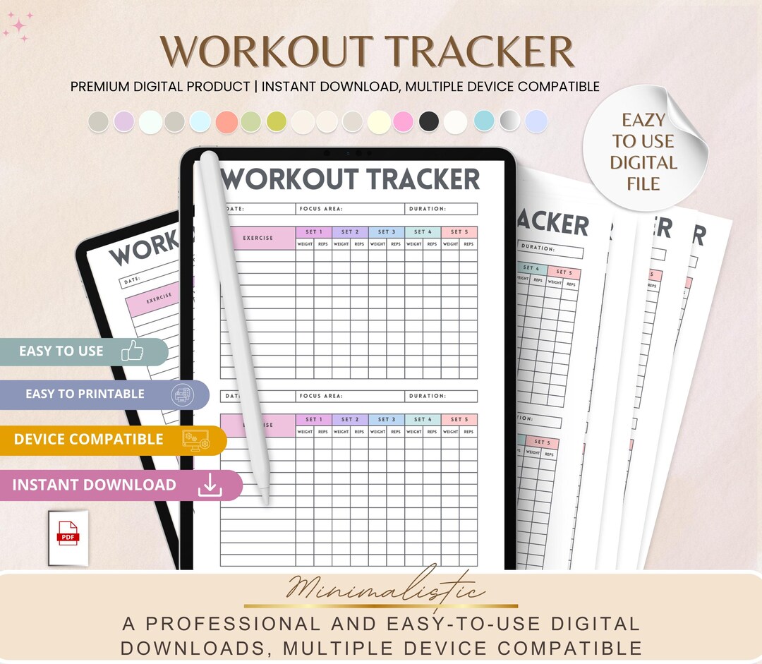 Workout Tracker Printable | Fitness Planner, Exercise Log, Daily ...