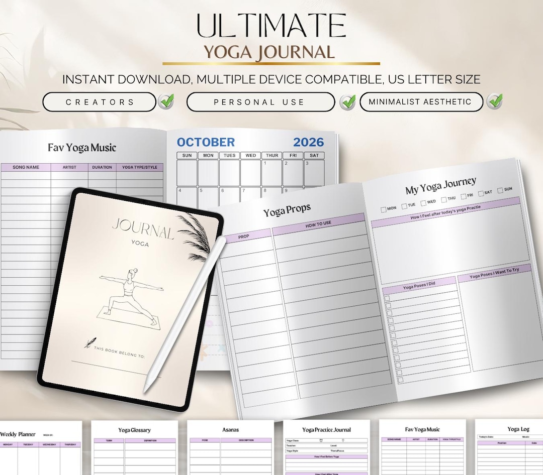 Yoga Journal 2026 Printable | Yoga Practice Tracker, Mindfulness ...