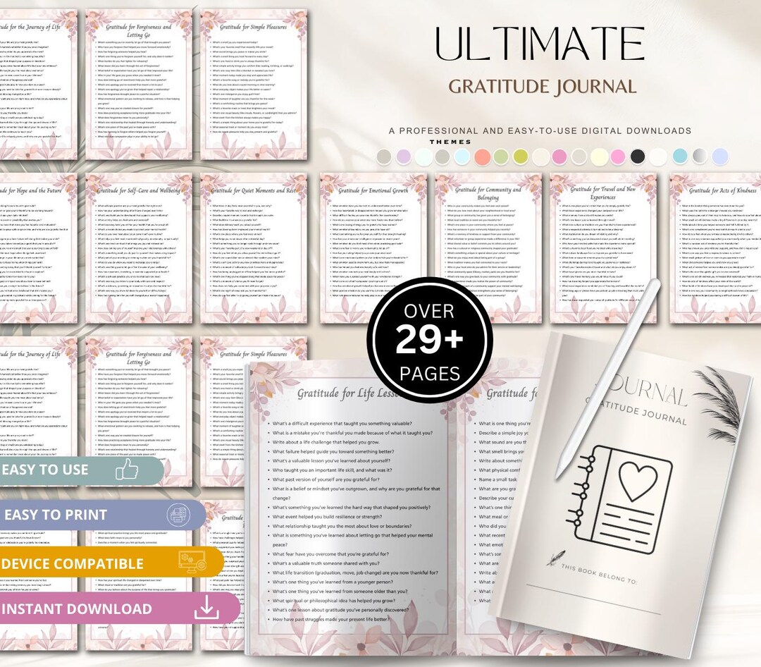Gratitude Journal Printable | Daily Thankfulness Practice, Thankful ...