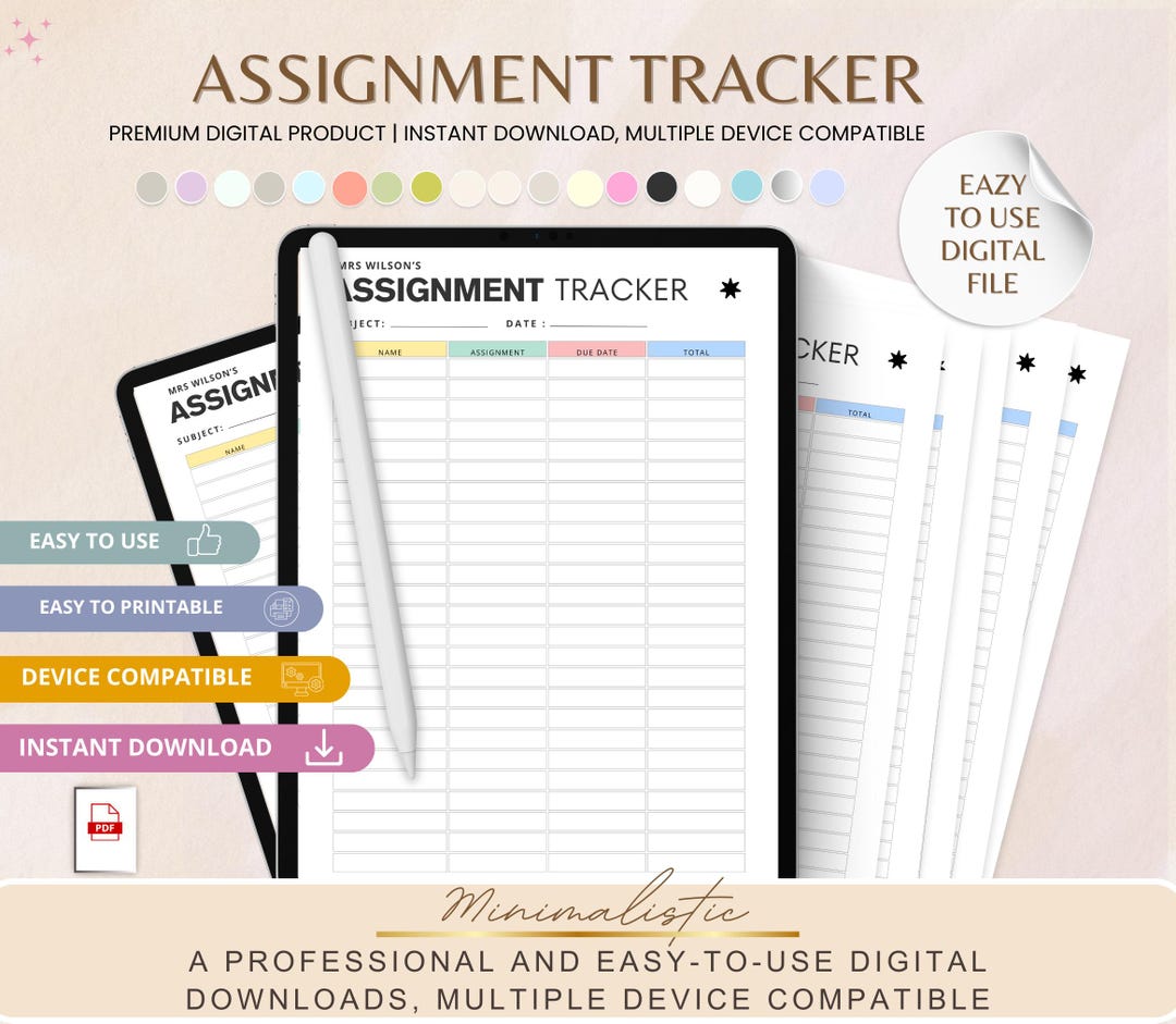 Assignment Tracker Printable | Student Homework Planner, Study ...