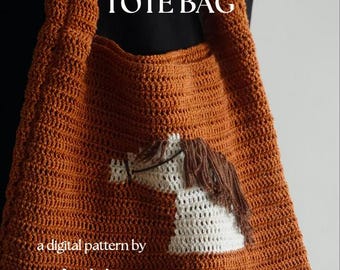 Equestrian Tote Bag Crochet Pattern | Tapestry Horse Design, Handmade Shoulder Bag, Step-by-Step PDF