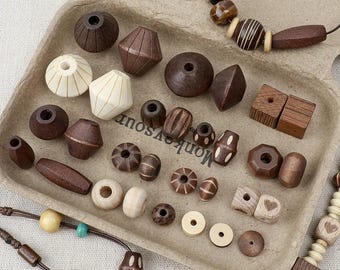 Lotto di perline di legno retrò, perline fai da te marrone cioccolato, perline distanziatrici rustiche per bracciali, collane, ciondoli per cellulari, forniture per la creazione di gioielli boho