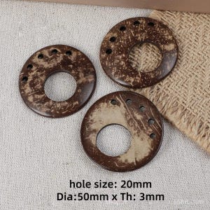 5 stuks natuurlijke kokosnootringen met 6 gaten, kokosringen, houten verbindingsstukken met meerdere gaten voor macramé wanddecoratie, dromenvanger plantenhanger DIY