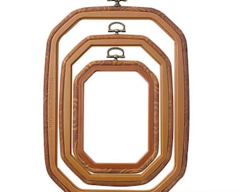 Telaio ottagonale per ricamo, cornice fissa a 8 lati effetto legno, decorazione geometrica da parete per progetti di punto croce e punch needle.