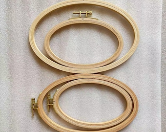 Telaio da ricamo ovale in legno di faggio / Telaio per punto croce a tensione regolabile / Materiali di alta qualità per principianti e per chi ama fare regali