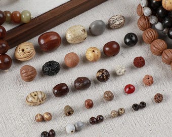 Perline miste naturali di semi di Bodhi, perline distanziatrici fai da te, perline da preghiera buddiste, materiali per la creazione di gioielli, diciotto semi per lavori creativi