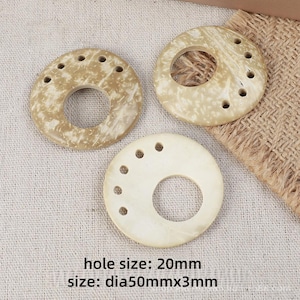 5 Stück natürliche Kokosnussschalenringe mit 6 Löchern, Kokosscheiben-Mehrlochverbinder aus Holz für Makramee-Wandbehänge, Traumfänger-Pflanzenampeln zum Selbermachen