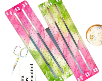 Righello per conteggio tessuti per punto croce e ricamo / Misuratore di punti multi-misura 11-32 count / Strumento di misurazione per cucito con scala CT