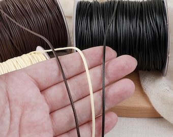 Cordino liscio tondo cerato da 1,5 mm per la creazione di gioielli, corda cerata in pelle / braccialetti, collane, ciondoli, filo / bobina, accessori per lavori artigianali