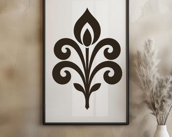 Nordic Kurbits Flower Print | Minimalist Scandinavian Wall Art (Digital Download)