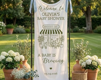 Baby is Brewing Banner Cafe Theme Baby Shower Welcome Sign, Coffee Baby Shower Decor, Baby Shower Backdrop sign decor
