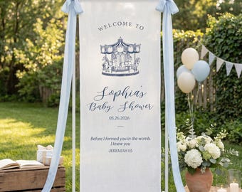 Banner de bienvenida personalizado para baby shower, letrero personalizado de lino para baby shower, banner de bienvenida, letrero minimalista para mostrar el nombre, revelación de género personalizada.