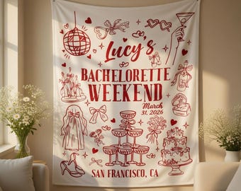 Tapisserie EVJF personnalisée, bannière personnalisée week-end EVJF, photo de fond EVJF, EVJF