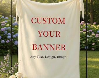 Bannière en lin personnalisée : texte personnalisé, décoration rustique pour baby shower, toile de fond pour photomaton