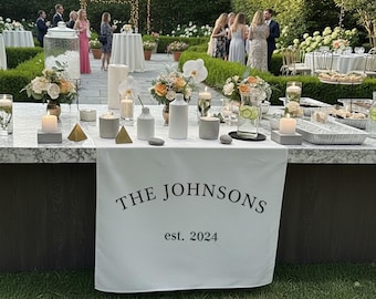 Custom Wedding Table Runner, Linen Welcome Banner,Modern Outdoor Wedding Table, Personalized Ceremon, Engagement Party Decoration decor