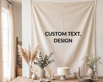 Tapiz personalizado para baby shower, telón de fondo de lino personalizado, pancarta personalizada para fiestas, decoración de pared para baby shower, telón de fondo para bodas, eventos