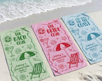 Serviette de plage personnalisée EVJF, serviette de plage personnalisée Bride Squad, cadeau voyage EVJF, serviette de mariée, serviette prénom personnalisée