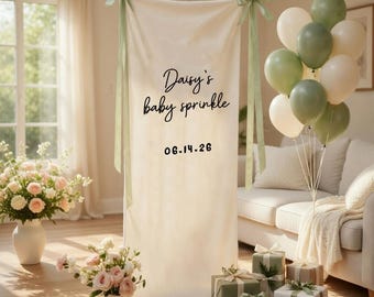 Personalized Baby Shower Banner Custom Baby Name Linen Wall Hanging Neutral Baby Shower Decor Baby Name Sign Nursery Decor, Baby Shower
