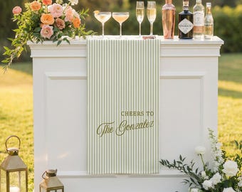 Personalized Linen Striped Bar Or Event Sign, Linen Cotton,Wedding,Birthday,Anniversary,Custom Name Bar Wedding Sign, Color Striped sign
