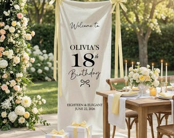 Personalized Cotton Linen Birthday Banner – Custom Celebration Decor, 18th Birthday