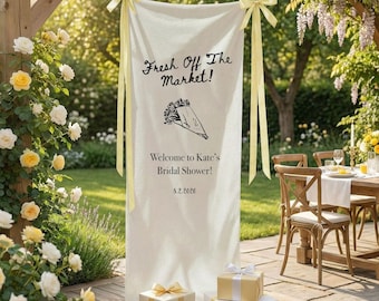 Personalized Bridal Shower Banner, Fresh Off Market Linen Decor