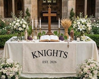 Camino de mesa de lino personalizado para bodas, letrero personalizado con el nombre de la familia, decoración de aniversario