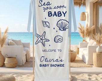 Panneau personnalisé pour baby shower Sea You Soon : tapisserie murale océan thème Sous-marin, bannière pour baby shower
