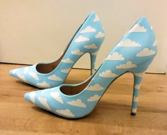 sky blue high heel shoes
