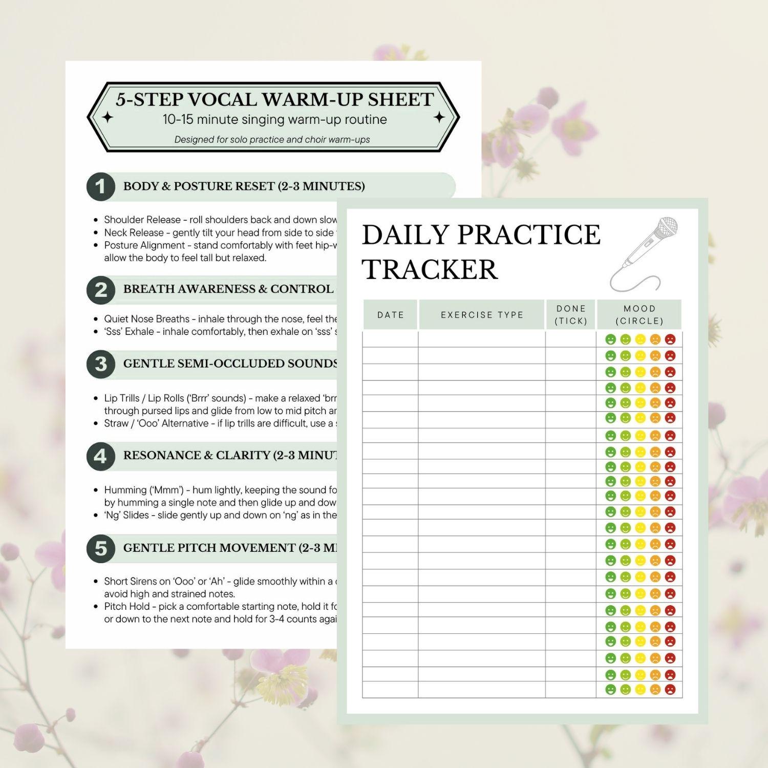 Vocal Warm-up Printable | Singing Practice Worksheet Guide for Soloists ...